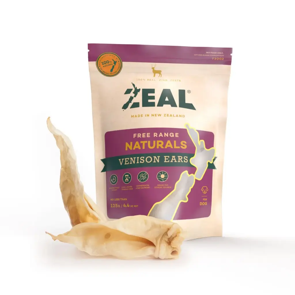 Zeal Free Range Naturals Venison Ears Dog Treats Pouch 125G