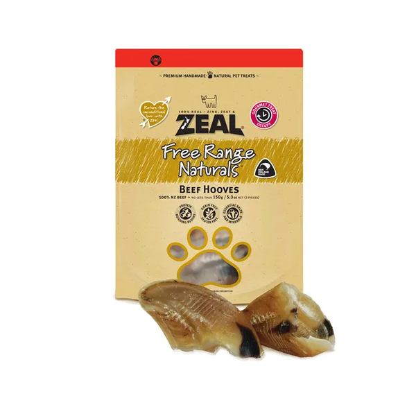 Zeal Free Range Natural Beef Hooves Dog Treats Pouch 125g