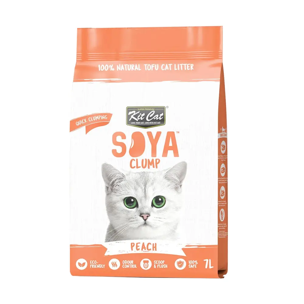 Kit Cat Soya Clump Tofu Cat Litter – Peach Scent, 7L 