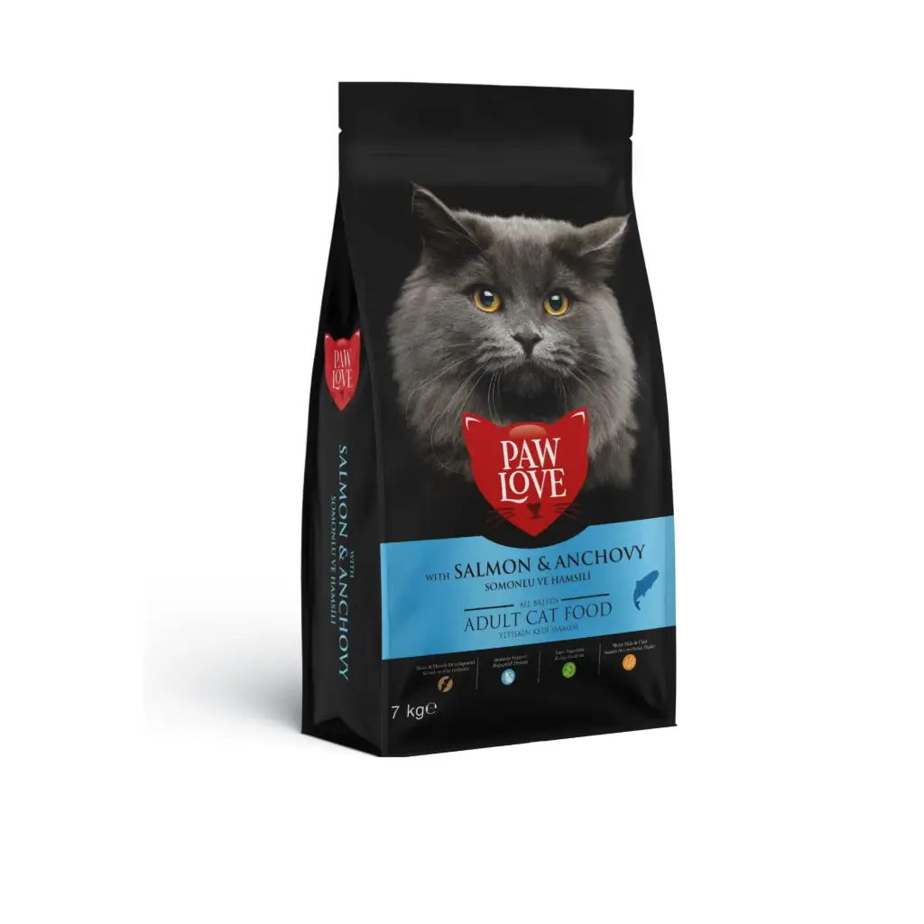 [8683262491964] Paw Love Adult Cat Food Salmon & Anchovy Dry Cat Food Bag 7kg