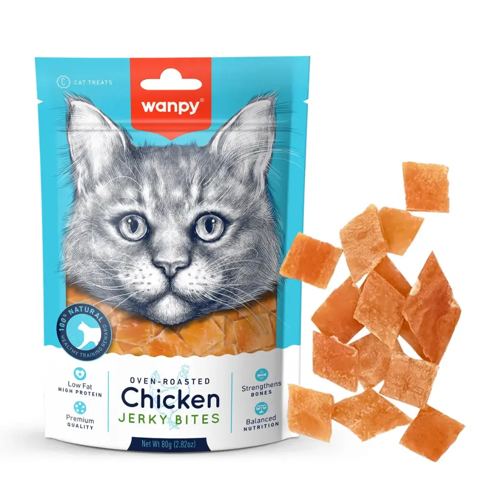 Wanpy Jerky Bites Chicken Cat Treat Bag 80g