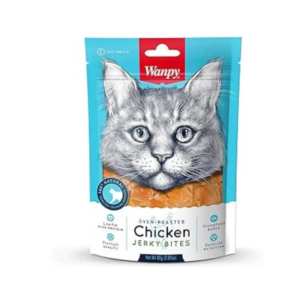 WanpyJerkyBitesChickenCatTreatBag80g