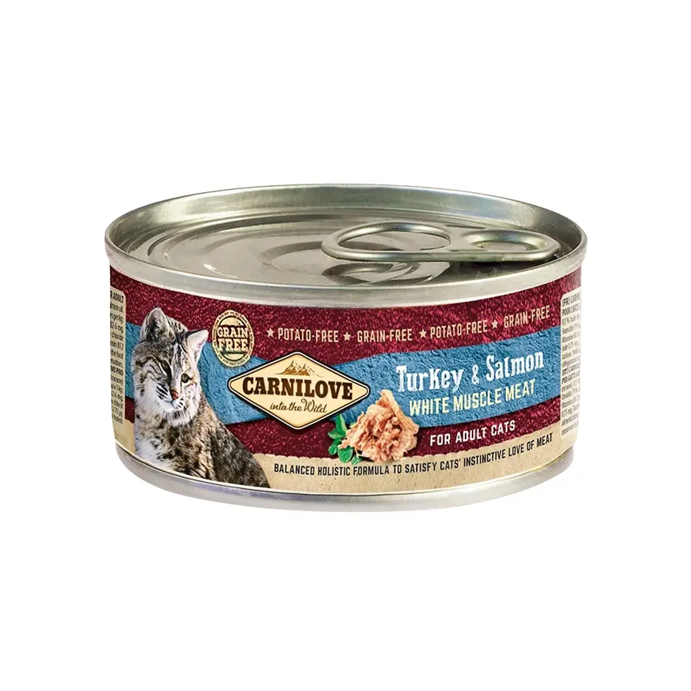 [8595602529001] Carnilove Wet Cat Food Turkey & Salmon For Adult Cats Wet Cat Food Can 12x100g