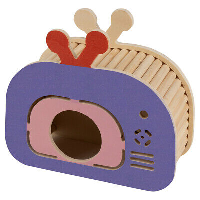 [LR14547] Duvo+ Wooden Play House TV Design Small Animal Habitat - 19cm