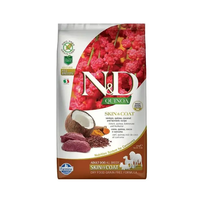 [8010276041975] Farmina N&D Quinoa Skin & Coat Venison Dry Food Bag 2.5Kg