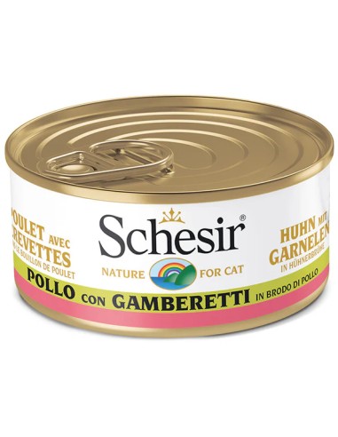 [C01064545] Schesir Cat Can Broth-Wet Food Chicken with Shrimps-(Min Order 70g - 14pcs)Weight: 70g