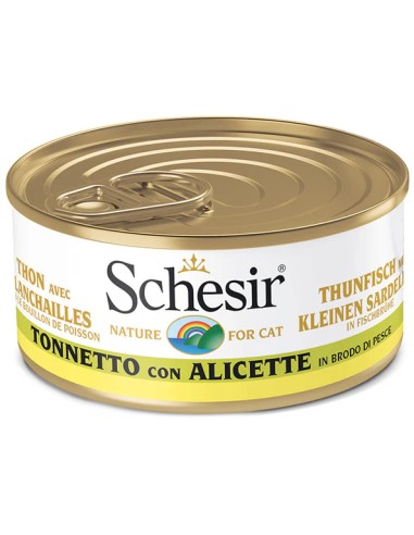 [C01064522] Schesir Cat Can Broth-Wet Food Tuna with Whitebait-(Min Order 70g - 14pcs)Weight: 70g