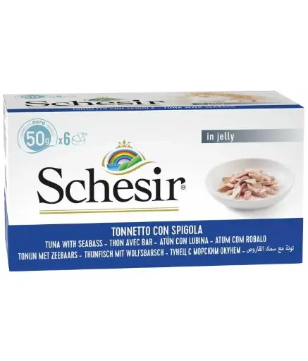 [C01064135] Schesir Cat Multipack Can Tuna with Seabass-6x50gWeight: 6x50g