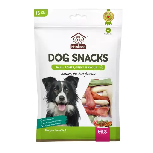 [6942133304881]  Howbone Dog Snack - Small Bone Mix Flavour 15pcs/pack (270g) 