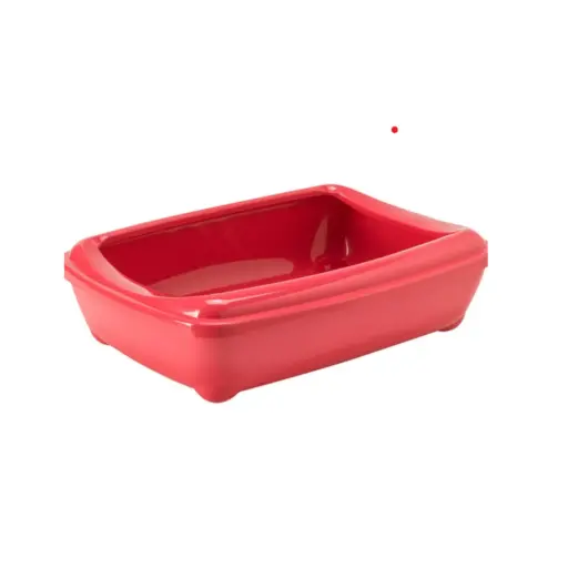 [5412087021222] Moderna Arist-O-Tray-Cat Litter Tray 49.9 x 37.6 x 13.8 cm (With Rim)-Spicy Coral