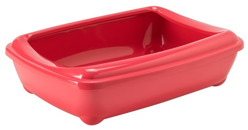 [5412087021222] Moderna Arist-O-Tray-Cat Litter Tray 49.9 x 37.6 x 13.8 cm (With Rim)-Spicy Coral