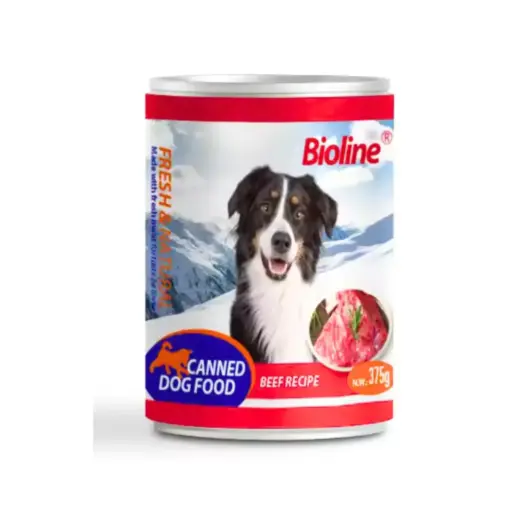 [6970117125405] Bioline Canned Dog Food 375g Flavor Beef, High-Protein for Vitality & Digestion
