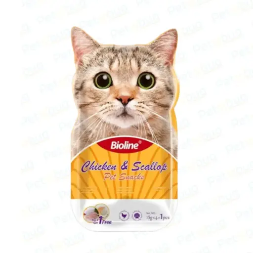 [6970117124507] Bioline - Cat Treats - Chicken & Scallop Flavor - 5x15g