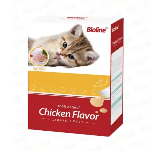 [6970117123319] Bioline Cat Treats Chicken Delicious & Healthy Feline Snacks Cat Treat Pouch 15g X 24