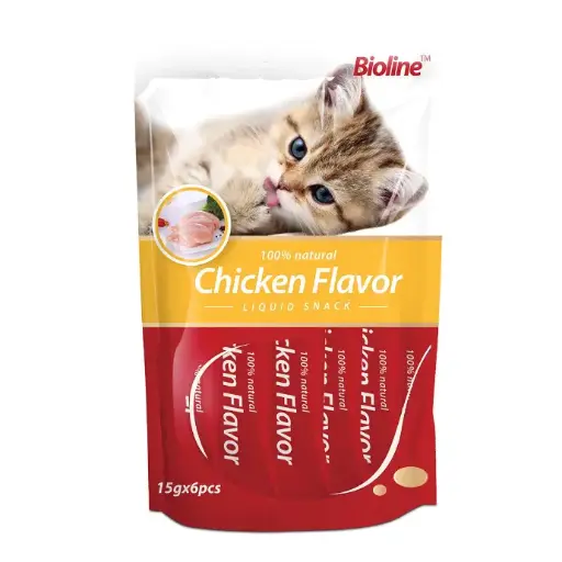 [6970117123258] Bioline Liquid Cat Treats Chicken Immune & Liver Support Cat Treat Pouch 90g