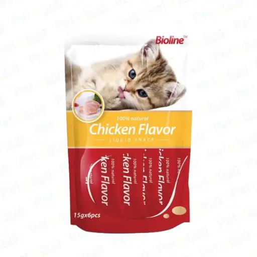[6970117123258] Bioline Liquid Cat Treats Chicken Immune & Liver Support Cat Treat Pouch 90g