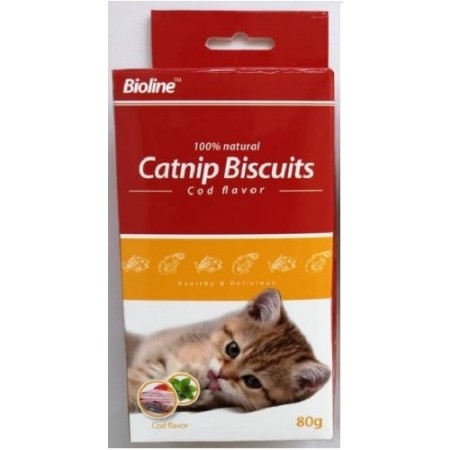 [6970117122954] Bioline Catnip Biscuits 80g Cod flavor 