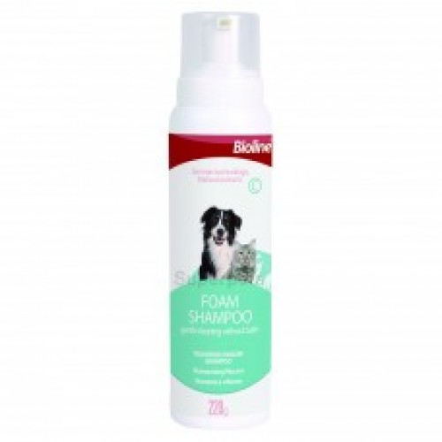 [6970117120219] Bioline Waterless Foam Shampoo for Dogs & Cats, 220g - Gentle Odor Control & Shine