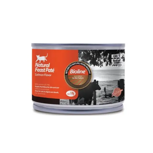 [6970117126044] Bioline Natural Feast Pate Cat Can Salmon Recipe 170g