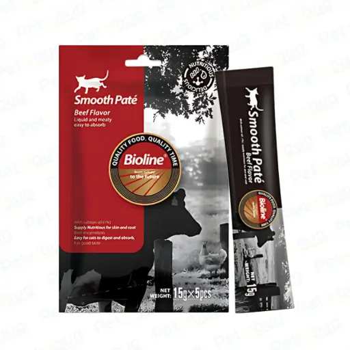 [6970117125993] Bioline - Natural Feast Smooth Paté Cat Treats - Beef Flavor - 5x15g