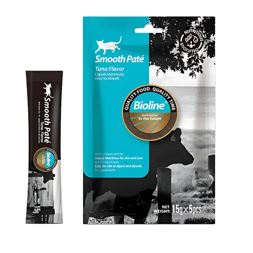 [6970117126006] Bioline Natural Feast Smooth Pate Tuna Flavor Wet Cat Food Pouch 15g x 5pcs