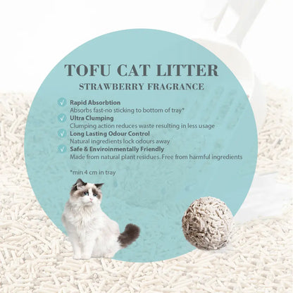 [6970117125702] Bioline Tofu Cat Litter 7L - Strawberry Fragrance 