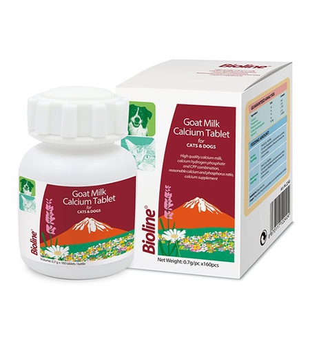 [6970117122404] Bioline goat s Milk Calcium Tablet 160 Pcs - Suitable for Dogs And Cats of All AgesWeight: 250g, Count: 160 