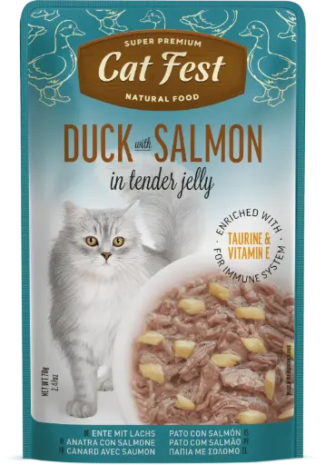 [79218909] Cat Fest Duck With Salmon In Tender Jelly For Cats 70g