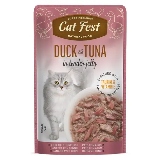 [79218893] Cat Fest Duck With Tuna In Tender Jelly For Cats 70g