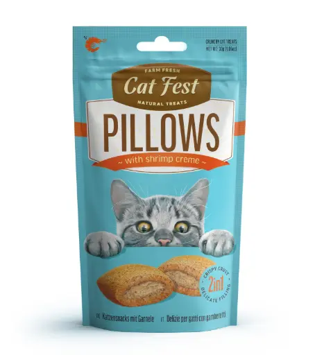 [79207781] Cat Fest Pillows With Shrimp Cream Cat Treat Bag 30g