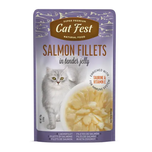 [79218916] Cat Fest Salmon Fillets In Tender Jelly Wet Cat Food Can 70g