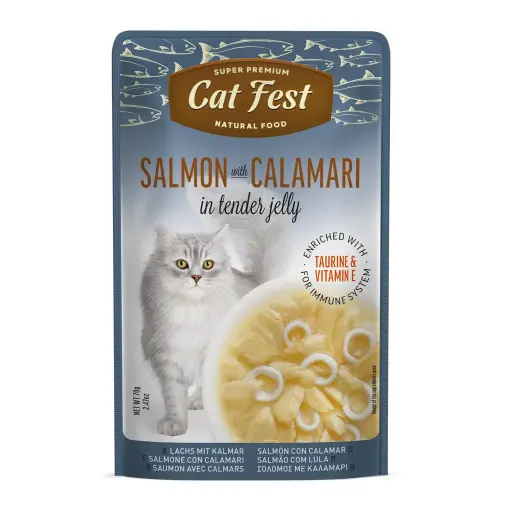 [79218930] Cat Fest Tender Jelly Salmon With Calamari Wet Cat Food Can 70g
