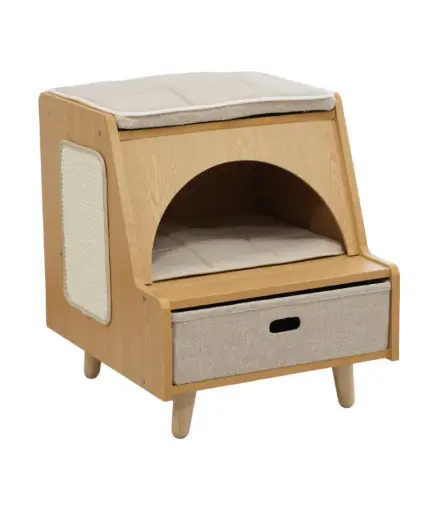 [HY230327] Catry Bedside Box Cat House With Scratcher 45x50x53.5cm 