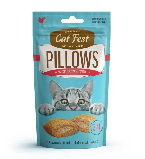 [79207750] Cat Fest Pillows With Beef Cream Cat Treat Bag 30g