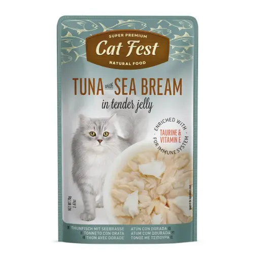 [79218022] Cat Fest Tender Jelly Tuna With Sea Bream Wet Cat Food Can 70g