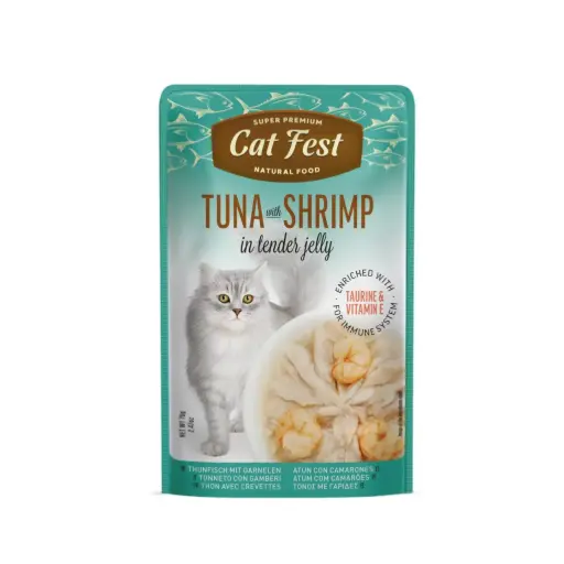 [79218008] CatFestTenderJellyTunaWithShrimpWetCatFoodPouch70g