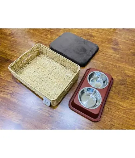 [HY18347] Catry Basket,Cushion& Bowl Set (40 x 30 x 10cm) 