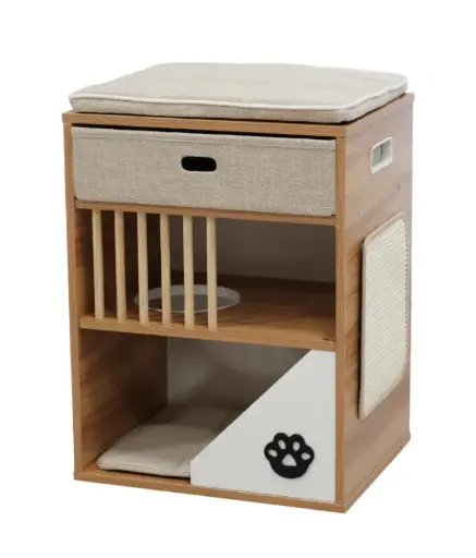 [HY230333] Catry Bedside Box Cat House with Scratcher 48x38x65cm 