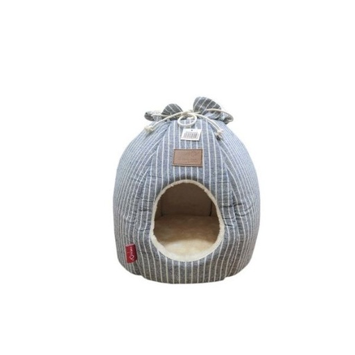 [HY05523036-6] Catry Cat House 36 x 36 x 36cm - White Lined on Grey 