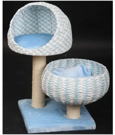 [HY3298-BLUE] Catry Cat Tree With Cushion And Scratcher 45x45x79cm, Color : Blue 