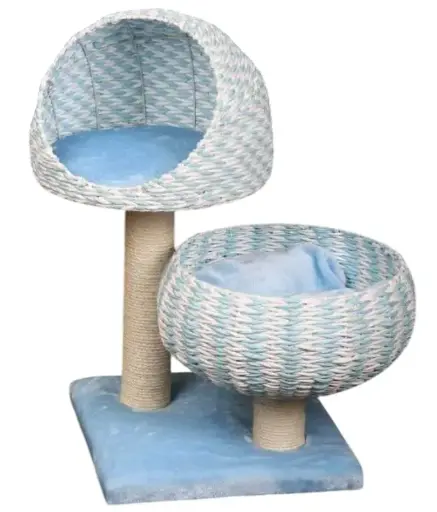 [HY3298-BLUE] CatryCatTreeWithCushionAndScratcher45x45x79cm,Color:Blue