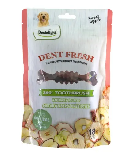 [DL09534] Dentalight 3 Dent Fresh 360° Toothbrush Dog Treat 150g (18pcs) - Apple