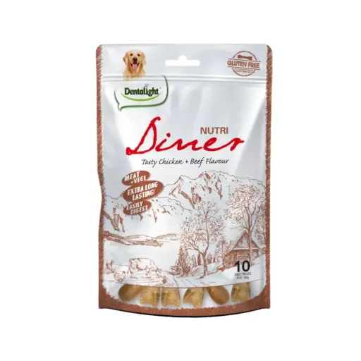 [DL08261] Dentalight Nutri Diner Chicken & Beef Flavor Dog Treats Pack 180g (10pcs, 3-inch)
