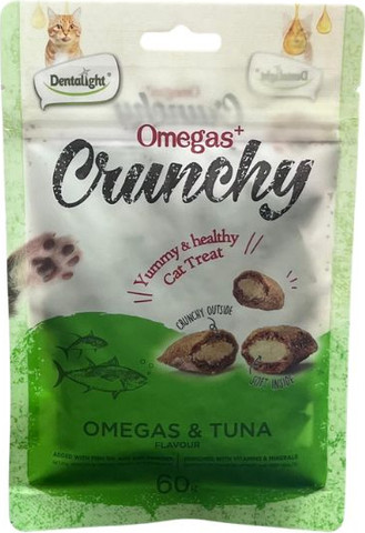 [DL12343] Dentalight Omegas+ Crunchy Cat Treat 60g - Omegas & Tuna Flavour 