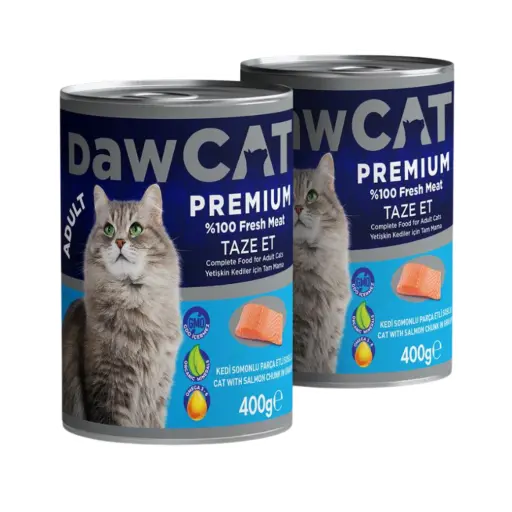 [8698726982315] Dawcat 400g Cat Wet Food With Canned Pieces of Salmon 12pcs
