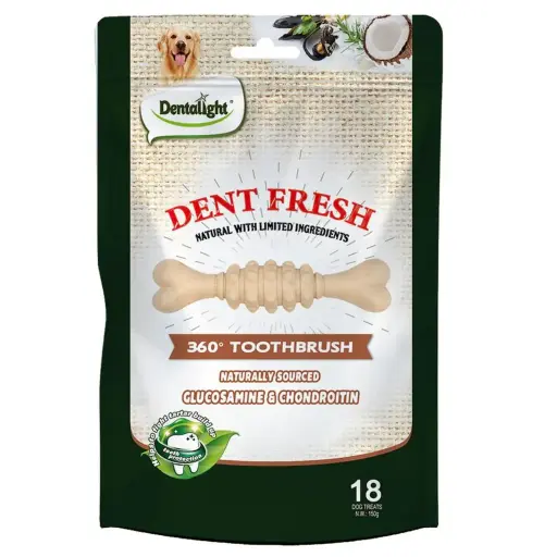 [DL08223] Dentalight Dent Fresh 360° Toothbrush Dog Treats – Healthy Joint Support (3-inch, 18pcs, 150g)