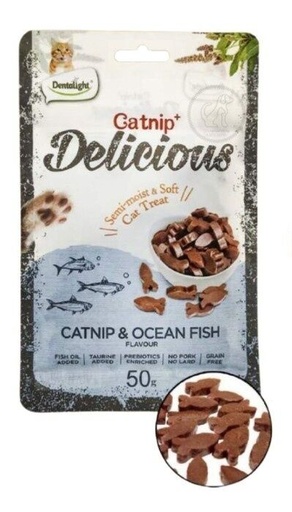 [DL11483] Dentalight Catnip+ Semi Moist & Soft Cat Treat 50g -  Catnip & Oceanfish Flavour 