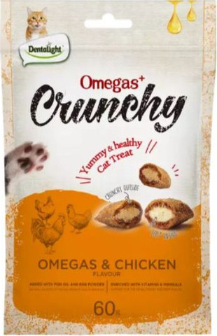 [DL12350] Dentalight Omegas+ Crunchy Cat Treat 60g - Omegas & Chicken Flavour 