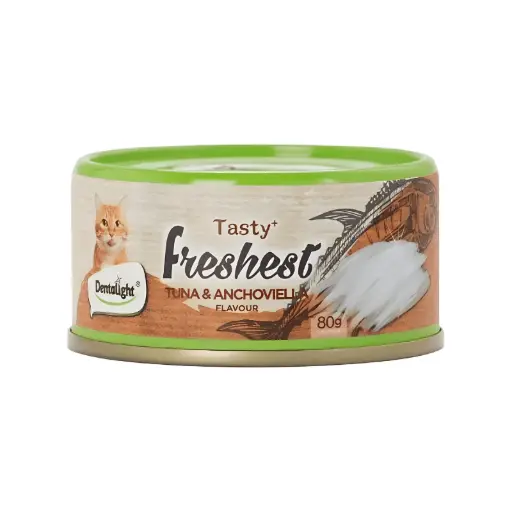 [DL11520] Dentalight Tasty Freshest Cat Treat in Can Tuna & Anchoviella 6x80g
