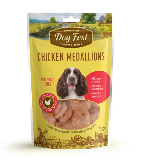 [79711151] Dog Fest Chicken Medallions For Adult Dogs Treat Pouch 90g